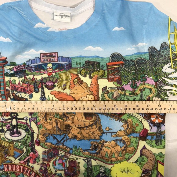 Universal Studios Simpsons Krustyland All Over Front Print T Shirt Krusty Clown - Picture 10 of 11